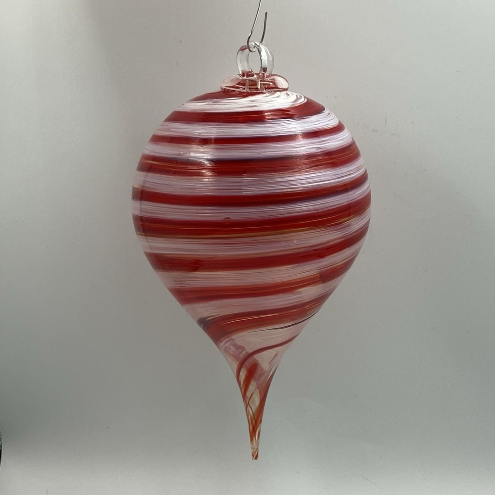 Spiral Christmas Glass Ornament / Handblown / 6" Candy Cane Swirl Studio Art